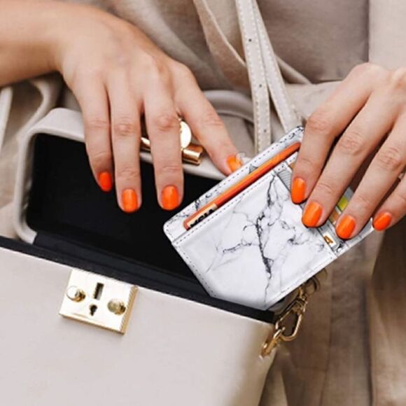 White Marble Leather ID holder - Picture 3 of 4